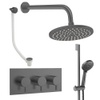 Crosswater MPRO Regendoucheset inbouw - 3 hendels - badafvoer - 20cm douchekop - handdouche - glijstang - wandarm - slate gunmetal (antraciet) SW1472673