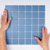 The Mosaic Factory London carrelage mosaïque 4,8x4,8x0,6cm pour sol intérieur et extérieur carré en porcelaine bleue mat avec antidérapant SW157767