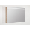 Saniclass Double Face Spiegelkast - 100x70x15cm - verlichting - geintegreerd - 2 links- rechtsdraaiende spiegeldeur - MFC - legno calore SW30767