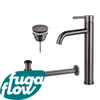 FugaFlow Eccelente Sobrado Kit mitigeur lavabo - robinet rehaussé - bonde clic clac - siphon design bas - PVD Gunmetal SW1124258