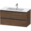 Duravit Ketho.2 Wastafelonderbouwkast - met 2 laden - 101x48x55cm - met grepen antraciet - donker noten mat SW772232