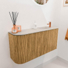 Mondiaz JOYA-DLUX 81.6cm toiletmeubel - ronding links kleur Oak - Wastafel FAYE positie Rechts 1 kraangat kleur Ostra. SW1422236