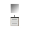 Tiger Boston Badkamermeubelset 60cm Softclose Chalet eik / Hoogglans wit met spiegelkast. matzwarte polybeton wastafel en chromen grepen SW106762 Tiger Boston Badkamermeubelset 60cm Softclose Chalet eik / Hoogglans wit met spiegelkast. matzwarte polybeton wastafel en chromen grepen SW106762