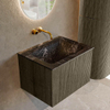 Mondiaz KURVE-DLUX Ensemble meuble de salle de bains - 60x46x40cm - 1 tiroir - vasque solid surface - centrale - sans trou de robinet - Shadow SW1414631