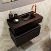 MONDIAZ ANDOR Toiletmeubel - 60x30x30cm - 1 kraangat - 1 lades - urban mat - wasbak rechts - Solid surface - Zwart SW474437