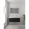 Bruynzeel Bando badmeubelset 120x45cm 2 kraangaten 1 wasbak 2 lades met spiegel met softclose Composiet zwart eiken SW383495 Bruynzeel Bando badmeubelset 120x45cm 2 kraangaten 1 wasbak 2 lades met spiegel met softclose Composiet zwart eiken SW383495