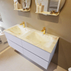 Mondiaz VICA-DLUX Ensemble meuble de salle de bains - 120cm - cale - 4 tiroirs - Lavabo encastré CLOUD - double 2 trous de robinet - couleur Frappe - Version XL 60cm de hauteur SW1189183