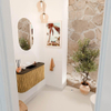 Mondiaz JOYA 83.2cm toiletmeubel - ronding links en rechts kleur Oak - Wastafel FAYE positie Midden 1 kraangat kleur Urban. SW1421235