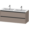 Duravit Ketho.2 Wastafelonderbouwkast - met 2 laden - voor dubbele wastafel - 128x48x55cm - met grepen antraciet - basalt mat SW772217