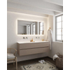 Mondiaz VICA ensemble de meuble de salle de bain - 150cm - meuble sous-vasque fumée - 2 tiroirs - lavabo lune double - sans trou de robinet version XL 60cm de haut SW1090031