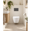 QeramiQ Dely Ensemble de toilette - réservoir encastré Qeramiq Flush - abattant 35mm - plaque de commande en pierre naturelle marbre foncé - boutons ronds - blanc brillant SW1579202
