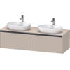 Duravit Ketho 2 meuble sous-lavabo avec plan de console avec 2 tiroirs pour vasques à poser doubles 160x55x45.9cm avec poignées anthracite taupe super mat SW773115