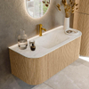 MONDIAZ KURVE-DLUX 110cm Meuble salle de bain avec module 25 G et D - couleur Oak - 1 tiroir - 2 portes - vasque CLOUD centre - 1 trou de robinet - couleur Opalo SW1137505