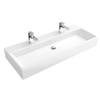Villeroy en Boch Memento wastafel voor handdoekhouders 120x47cm zonder overloop met 2 kraangaten ceramic+ wit 1023692 Villeroy en Boch Memento wastafel voor handdoekhouders 120x47cm zonder overloop met 2 kraangaten ceramic+ wit 1023692