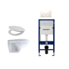 Adema Classico toiletset bestaande uit inbouwreservoir en toiletpot, basic toiletzitting en Delta 25 bedieningsplaat wit SW8442