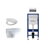 Adema Classico toiletset bestaande uit inbouwreservoir en toiletpot, basic toiletzitting en Delta 50 bedieningsplaat mat chroom SW8446