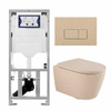 QeramiQ Dely Swirl Toiletset - 36.3x51.7cm - Geberit UP320 inbouwreservoir - met Burda frame - 35mm zitting - bedieningsplaat beige - rechthoekige knoppen - mat beige SW1164848