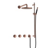 Hotbath Cobber Ensemble de douche de tête encastré - bras mural 38,5cm - douche de tête ronde 20cm - douchette barre - barre de douche - cuivre brossé PVD SW677775