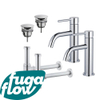 FugaFlow Eccelente Sobrado Slim Kit robinet lavabo - pour double vasque - robinet bas - bonde non-obturable - siphon design - Chrome brillant SW1124395