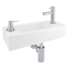 Differnz Sapon kit lave-mains - 42x18.5x9cm - Rectangulaire - 1 trou de robinet - eau froide - Chrome - Céramique Blanche SW76049