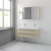 Bruynzeel Bando badmeubelset 120x45cm 2 kraangaten 2 wasbakken 2 lades met spiegelkast met softclose Composiet natuur eiken SW383394 Bruynzeel Bando badmeubelset 120x45cm 2 kraangaten 2 wasbakken 2 lades met spiegelkast met softclose Composiet natuur eiken SW383394