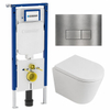 QeramiQ Dely Ensemble WC - 36.3x51.7cm - sortie profonde - sans bride - réservoir encastré Geberit UP720 - abattant de WC softclose 35 mm - plaque de commande acier - boutons rectangulaires - blanc mat SW1428000