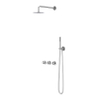 IVY Pact Ensemble douche pluie - encastrable - symétrie - 2 robinets d'arrêt - bras plafond 30 cm - pomme de douche slim 20 cm - barre curseur avec sortie - flexible de douche 150 cm - douchette stick - Chrome SW1036408