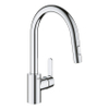 Grohe Robinet de cuisine 1 trou avec bec pivotant haut et surplomb de douchette 22,3 cm chrome SW280652