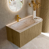 MONDIAZ KURVE-DLUX Meuble de salle de bains 95cm arrondi à droite couleur Dusk avec 1 tiroir et 1 porte. Lavabo BIG SMALL à gauche 1 trou de robinet Nata. SW1432371