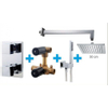 Wiesbaden inbouw doucheset vierkant met thermostaat wandarm en hoofddouche 30cm chroom SW62591 Wiesbaden inbouw doucheset vierkant met thermostaat wandarm en hoofddouche 30cm chroom SW62591