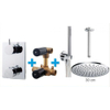 Wiesbaden inbouw doucheset rond met thermostaat plafondbuis en hoofddouche 30cm chroom SW62586 Wiesbaden inbouw doucheset rond met thermostaat plafondbuis en hoofddouche 30cm chroom SW62586
