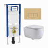 QeramiQ Dely Swirl Toiletset - 36.3x51.7cm - Geberit UP720 Duofix Sigma inbouwreservoir - slimzitting - bedieningsplaat beige - rechthoekige knoppen - mat wit SW1412309