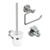 Fortifura Calvi Toiletset - toiletrolhouder met klep- toiletborstel - handoekhaak - geborsteld RVS PVD (RVS) SW1390015