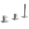 Hansa Ligna Kit de finition pour mitigeur de bain encastré 3 trous v. fill avec rosettes carrées avec douchette et flexible de douche 175cm chrome 0396360 Hansa Ligna Kit de finition pour mitigeur de bain encastré 3 trous v. fill avec rosettes carrées avec douchette et flexible de douche 175cm chrome 0396360