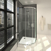 Saniclass Cansano douchecabine kwartrond met schuifdeuren 100x100x193.5 incl douchebak 3.5cm helder glas chroom SW23958