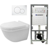 Duravit Starck 3 toiletset met Geberit inbouwreservoir toiletzitting met Saniclass softclose zitting en sigma01 bedieningsplaat wit SW791682