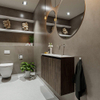 MONDIAZ TURE Toiletmeubel 80x23x50cm met 0 kraangaten 2 deuren dark brown mat Wastafel Eden rechts Solid Surface Wit SW475164