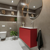 MONDIAZ TURE Toiletmeubel 100x23x50cm met 1 kraangaten 2 deuren fire mat Wastafel Eden rechts Solid Surface Wit SW475041