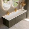 Mondiaz KURVE-DLUX Ensemble meuble de salle de bains - 145x46x40cm - 1 tiroir - 1 porte - vasque solid surface - gauche - 2 trous de robinet - Shadow SW1414076