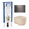 QeramiQ Dely Swirl Toiletset - 36.3x51.7cm - Geberit UP720 Duofix Sigma inbouwreservoir - 35mm zitting - gunmetal bedieningsplaat - ronde knoppen - mat beige SW1416803