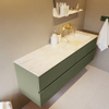 Mondiaz VICA-DLUX ensemble de meuble de salle de bain - 150cm - meuble sous-vasque armée - 4 tiroirs - lavabo encastré nuage droite - sans trous de robinet - version haute de 60cm - ostra SW1087068