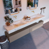 Mondiaz ALAN-DLUX Ensemble de meuble - 200cm - meuble Smoke mat - 2 tiroirs - Lavabo Cloud Frappe suspendu - vasque Gauche et droite - 0 trous de robinet SW805182