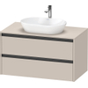 Duravit Ketho.2 Wastafelonderbouwkast - inclusief consoleplaat - met 2 laden - 100x55x56.8cm - met handgrepen antraciet - taupe mat SW772824
