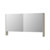 INK SPK3 Armoire de toilette avec miroir - 140x14x74cm - 2 portes - miroir double face - tablette ouverte - interrupteur et prise de courant - MDF laqué gris cachemire mat SW798265