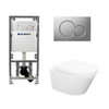 Praya Vesta toiletset Rimless 52cm inclusief UP320 toiletreservoir en softclose toiletzitting met bedieningsplaat mat verchroomd SW98217 Praya Vesta toiletset Rimless 52cm inclusief UP320 toiletreservoir en softclose toiletzitting met bedieningsplaat mat verchroomd SW98217