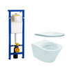 Praya Vesta toiletset Rimless 52cm inclusief Wisa XS toiletreservoir en flatline met softclose en quickrelease toiletzitting met bedieningsplaat wit SW98228