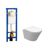 Praya Vesta rimless inbouwset compact 47cm met diepspoel wandcloset met softclose en quickrelease zitting afdekplaat Argos wit SW98669