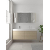 Bruynzeel Box badmeubelset 150x45cm 2 kraangaten 2 wasbakken 2 lades met spiegelkast met softclose composite natuur eiken SW383993 Bruynzeel Box badmeubelset 150x45cm 2 kraangaten 2 wasbakken 2 lades met spiegelkast met softclose composite natuur eiken SW383993