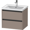 Duravit Ketho.2 Wastafelonderbouwkast - met 2 laden - 63.4x45.5x54.9cm - met grepen antraciet - basalt mat SW772214