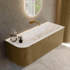 Mondiaz KURVE-DLUX Ensemble de meubles de salle de bains - 125x46x40cm - 1 tiroir - 1 porte - lavabo solid surface - droit - sans trou de robinet - Dusk SW1414896